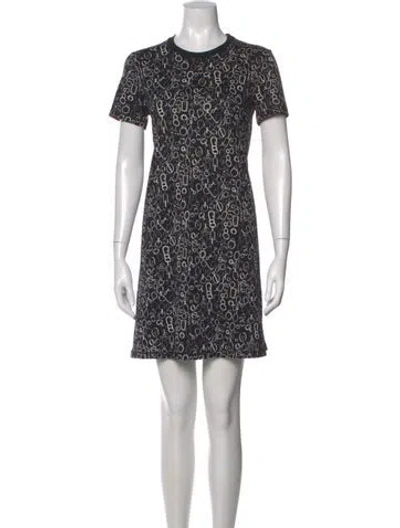 Pre-owned Hermes Graphic Print Mini Dress In Black