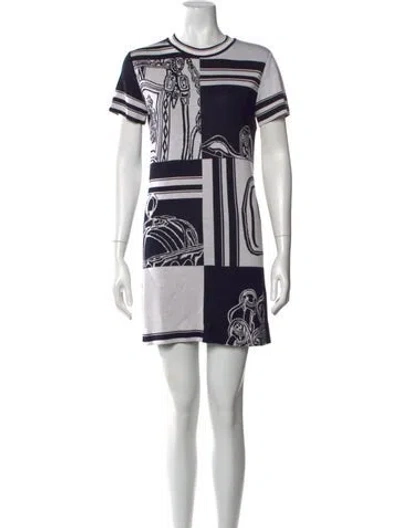 Pre-owned Hermes Graphic Print Mini Dress In Black