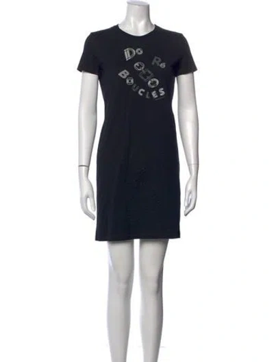 Pre-owned Hermes Graphic Print Mini Dress In Black