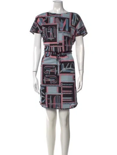 Pre-owned Hermes Graphic Print Mini Dress In Black