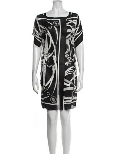 Pre-owned Hermes Graphic Print Mini Dress In Black