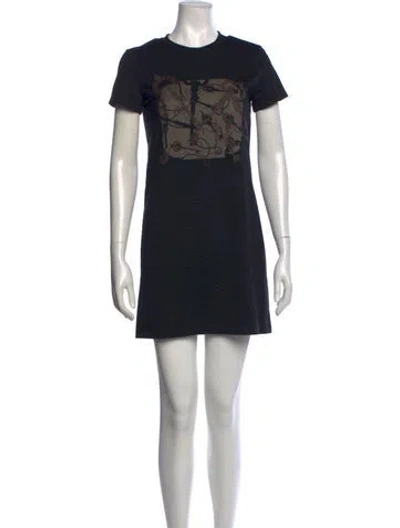 Pre-owned Hermes Graphic Print Mini Dress In Black