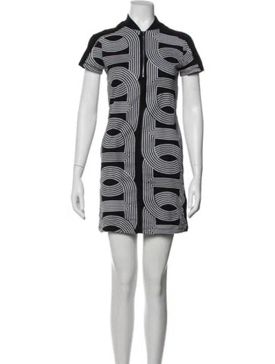 Pre-owned Hermes Graphic Print Mini Dress In Black/white