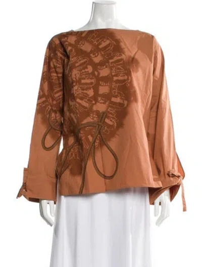 Pre-owned Hermes Graphic Print Mini Dress In Brown