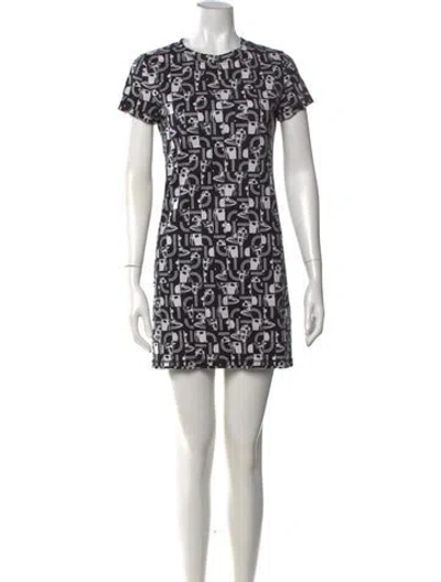 Pre-owned Hermes Graphic Print Mini Dress In Grey