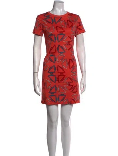 Pre-owned Hermes Graphic Print Mini Dress In Orange