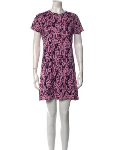 Pre-owned Hermes Graphic Print Mini Dress In Pink