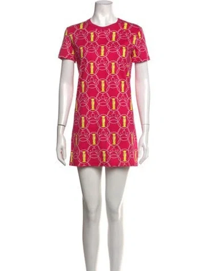 Pre-owned Hermes Graphic Print Mini Dress In Pink