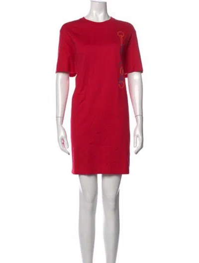 Pre-owned Hermes Graphic Print Mini Dress In Pink