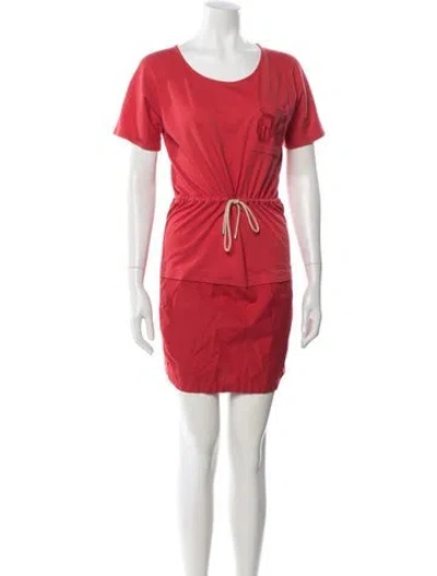 Pre-owned Hermes Graphic Print Mini Dress In Red