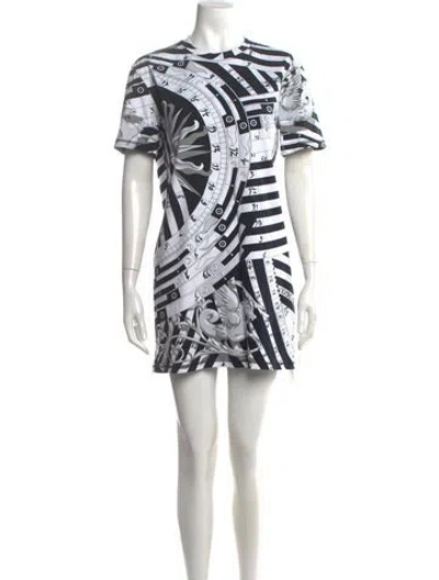 Pre-owned Hermes Graphic Print Mini Dress In White