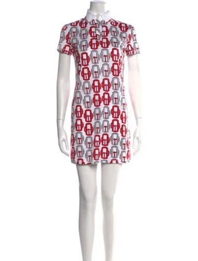 Pre-owned Hermes Graphic Print Mini Dress In White