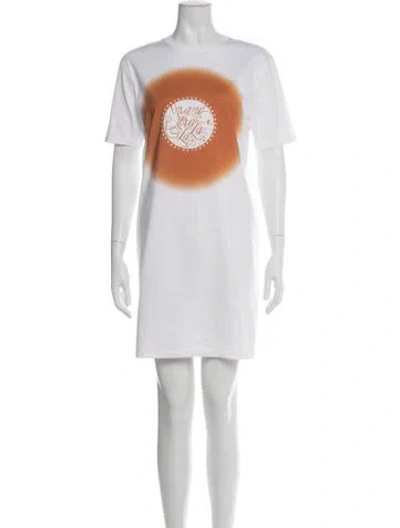 Pre-owned Hermes Graphic Print Mini Dress In White