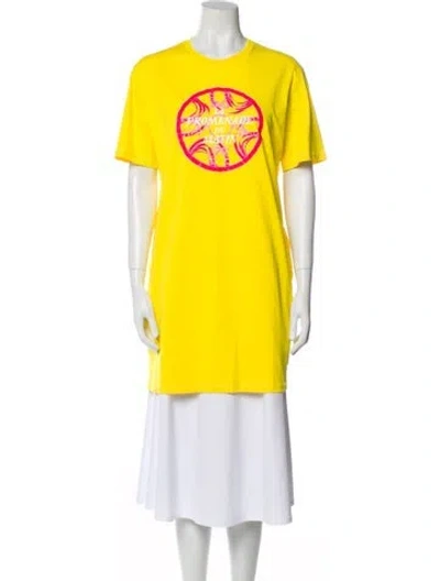Pre-owned Hermes Graphic Print Mini Dress In Yellow