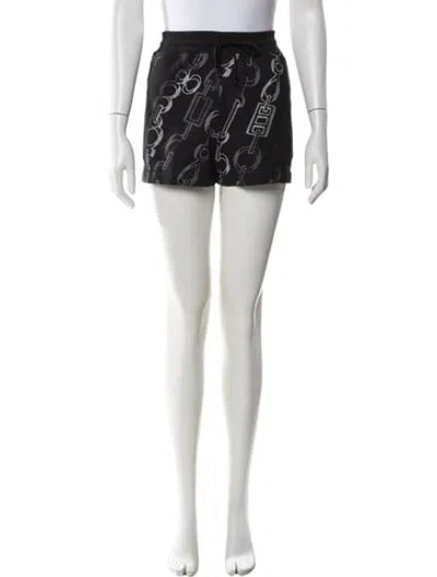 Pre-owned Hermes Graphic Print Mini Shorts W/ Tags In Black