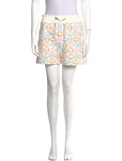Pre-owned Hermes Graphic Print Mini Shorts In White
