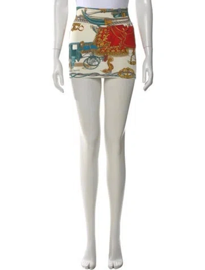 Pre-owned Hermes Graphic Print Mini Skirt In Gold
