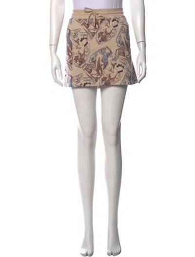 Pre-owned Hermes Graphic Print Mini Skirt In Neutral