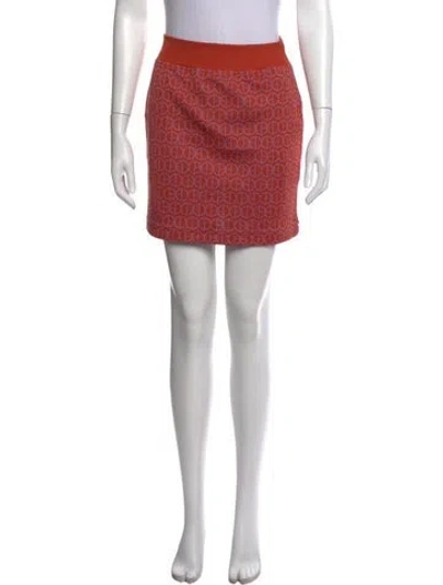 Pre-owned Hermes Graphic Print Mini Skirt W/ Tags In Orange
