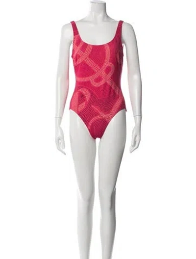 Pre-owned Hermes Graphic Print One-piece In Pink
