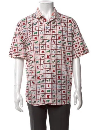 Pre-owned Hermes Graphic Print Short Sleeve Shirt In Multicolor