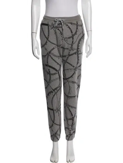Pre-owned Hermes Graphic Print Straight Leg Pants In Gray