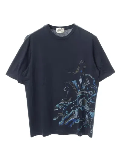Pre-owned Hermes Graphic-print T-shirt In Blue
