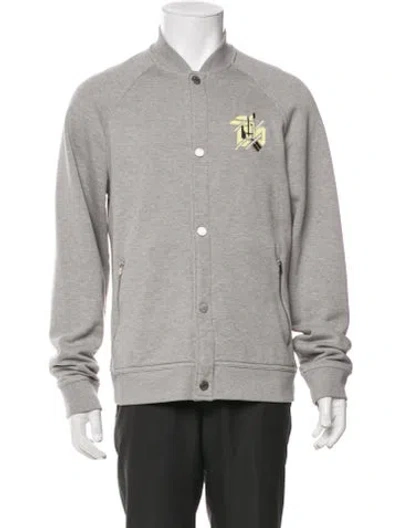 Pre-owned Hermes Graphic Print Varsity Jacket In Gray
