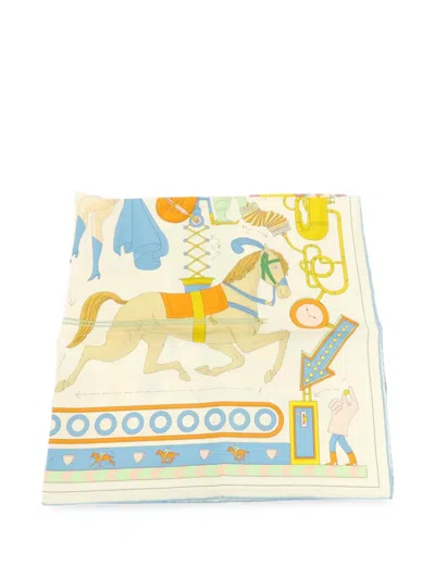 Pre-owned Hermes Graphic-print Scarf In Neutral