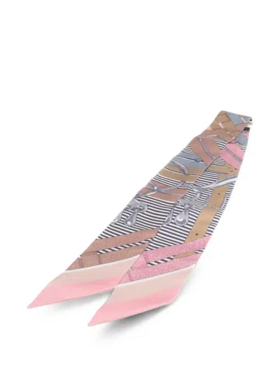 Pre-owned Hermes Graphic-print Scarf In Pink