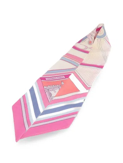 Pre-owned Hermes Graphic-print Scarf In Pink