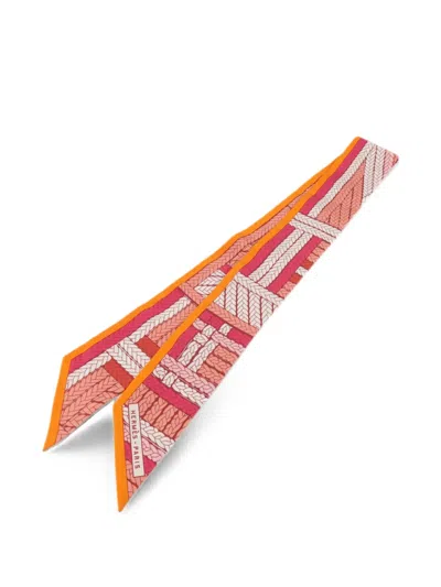 Pre-owned Hermes Graphic-print Scarf In Pink