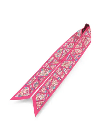 Pre-owned Hermes Graphic-print Scarf In Pink