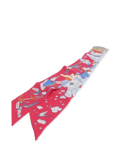 Pre-owned Hermes Graphic-print Scarf In Red