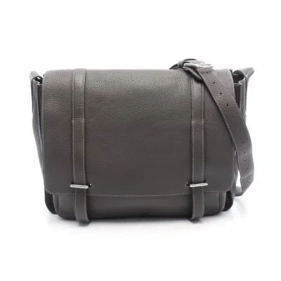 Pre-owned Hermes Graphite Gray Taurillon Clemence Leather Shoulder Bag ()