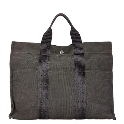 Pre-owned Hermes Gray Canvas Handbag Tote Bag ()