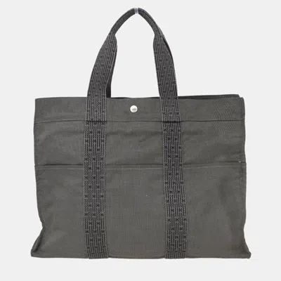 Pre-owned Hermes Gray Canvas Herline Tote Gm Handbag