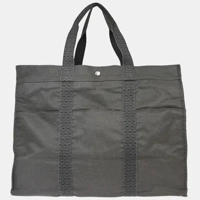 Pre-owned Hermes Gray Canvas Herline Tote Tgm Handbag