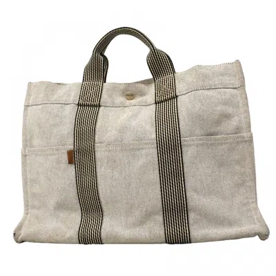 Pre-owned Hermes Gray Canvas Tote Bag ()