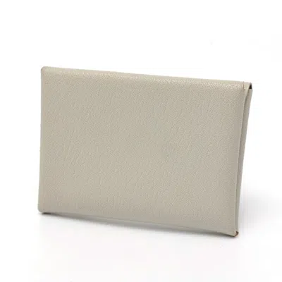 Pre-owned Hermes Gray Chevre Leather Coin Purse/coin Case ()