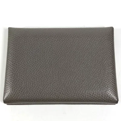 Pre-owned Hermes Gray Chevre Leather Wallet (bi-fold) ()
