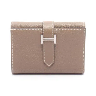 Pre-owned Hermes Gray Chevre Leather Wallet (tri-fold) ()