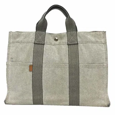 Pre-owned Hermes Gray Cotton Canvas Tote Bag ()