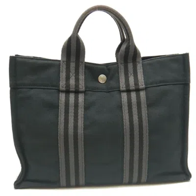 Pre-owned Hermes Gray Cotton Canvas Tote Bag ()