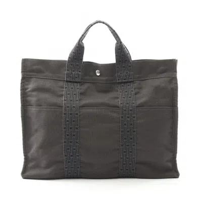 Pre-owned Hermes Gray Cotton Nylon Canvas Tote Bag ()