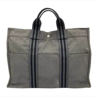 Pre-owned Hermes Gray Cotton Tote Bag ()