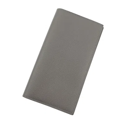 Pre-owned Hermes Gray Epsom Leather Long Wallet (bi-fold) ()