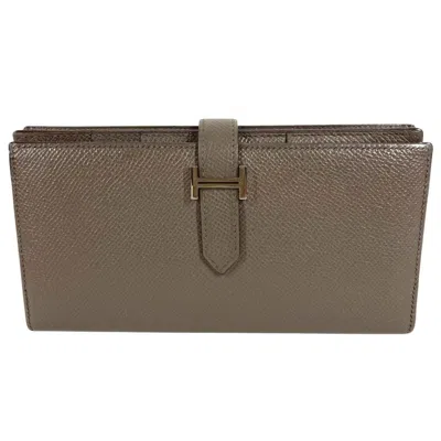 Pre-owned Hermes Gray Epsom Leather Long Wallet (bi-fold) ()