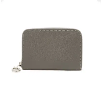 Pre-owned Hermes Gray Evercalf Leather Coin Purse/coin Case ()