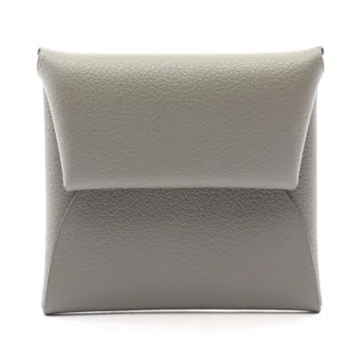 Pre-owned Hermes Gray Evercalf Leather Coin Purse/coin Case ()